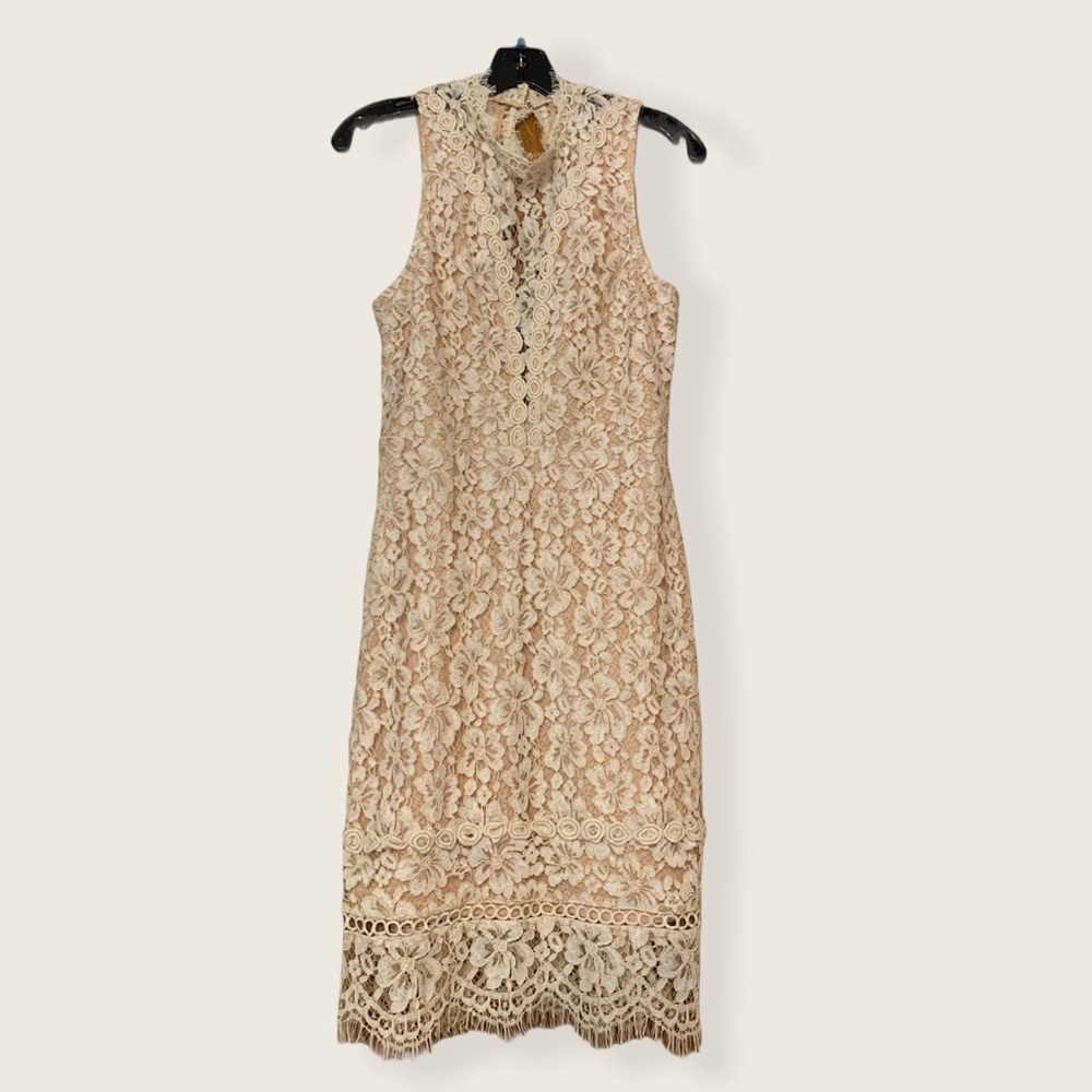πHP 7/5!πImpressions Small Champagne Lace Formal Cocktail Party Dress - Picture 4 of 9